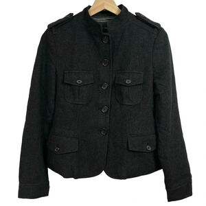 Banana Republic Jacket Womens Size 2 Gray Wool Pockets Apaulettes Outdoors Coat